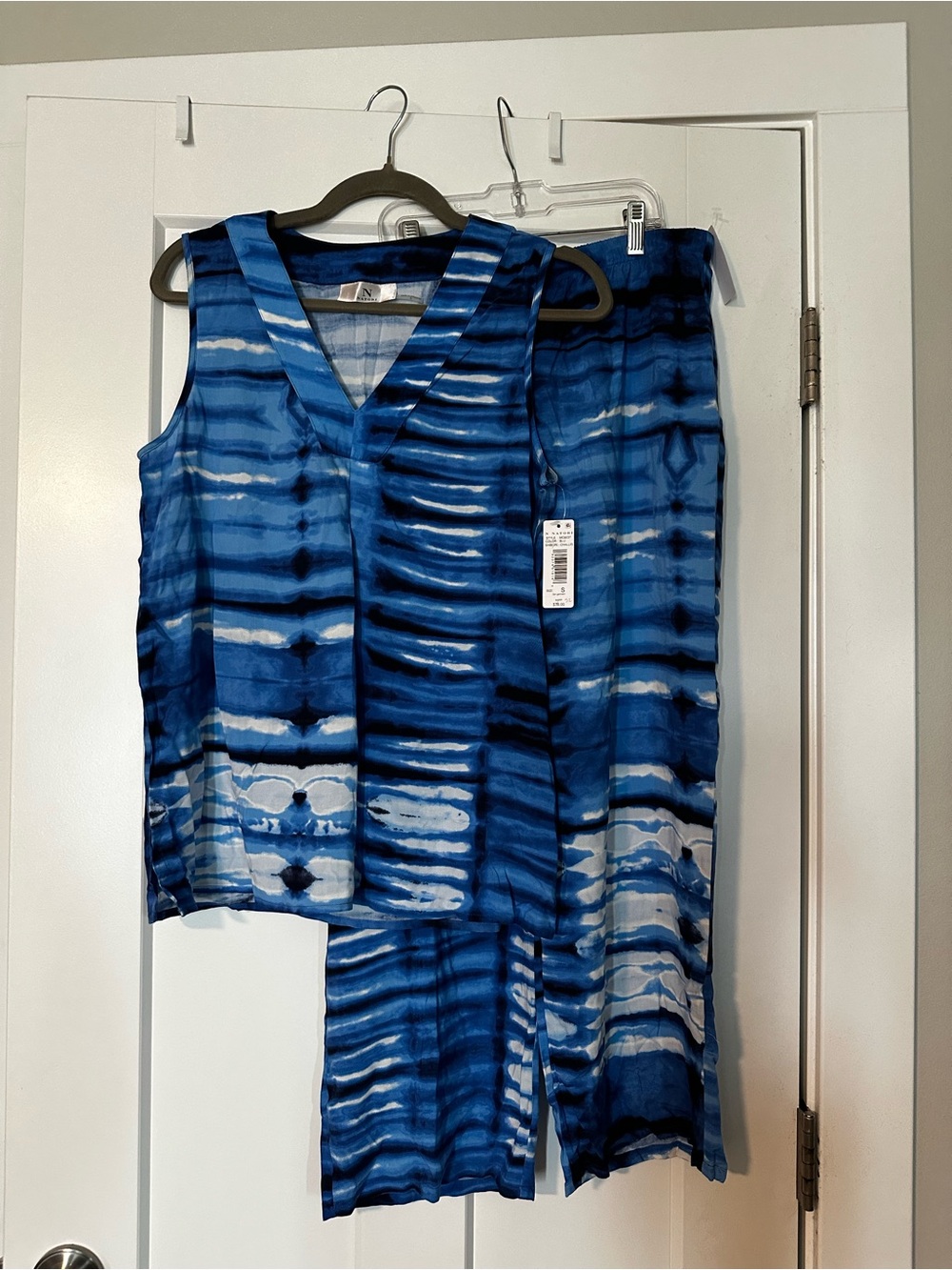 Natori Blue Tie-Dye Two-Piece Pajama Set